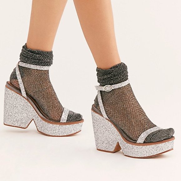 Free People Shoes - Free People Gramercy Glitter Platform Sandals